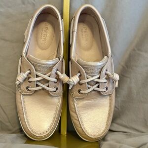 Sperry Women's Authentic Original Boat Shoes, Rose Gold Metallic Leather Size 6N